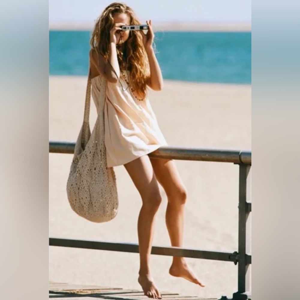 ZARA Linen Blend Babydoll Mini Dress with Pockets in Peach Tangerine Size‎ Small